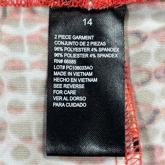 Plus size 14 peach/coral black white tan silky soft stretchy spotted midi skirt - Picture 7 of 7